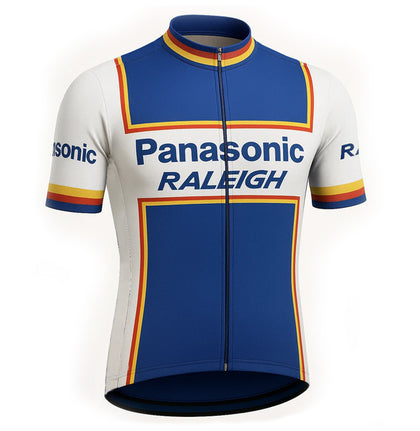 Retro Wielershirt Panasonic Raleigh - Wit/Blauw  Gruppo Sportivo