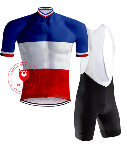 Retro Wielertenue Franse Kampioenstrui Tricolore - REDTED