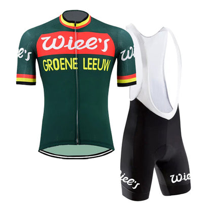 Retro Wielertenue Wiel's Groene Leeuw - Rood/Groen