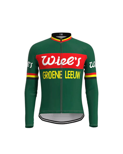 Retro Wielerjack (fleece) Wiel's Groene Leeuw - Rood/Groen