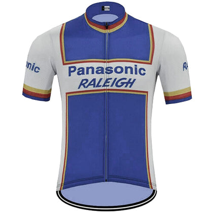 Retro Wielershirt Panasonic Raleigh - Wit/Blauw