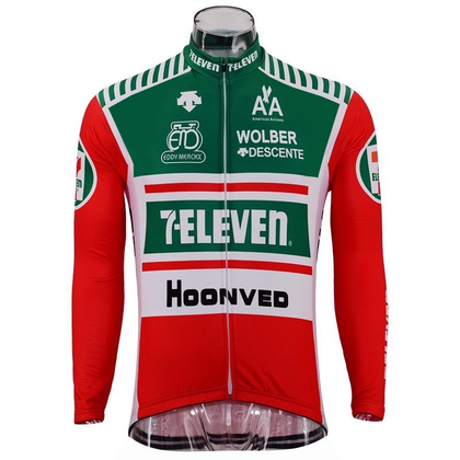 Retro Winter Wielerjack (fleece) 7-Eleven - Rood/Groen