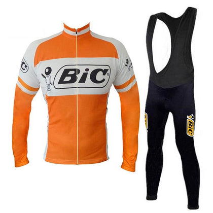 Retro Wielertenue Bic - jack (fleece) en lange broek - Oranje