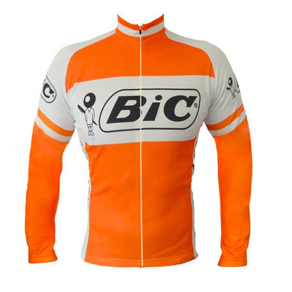 Retro Wielershirt BIC met lange mouwen - oranje