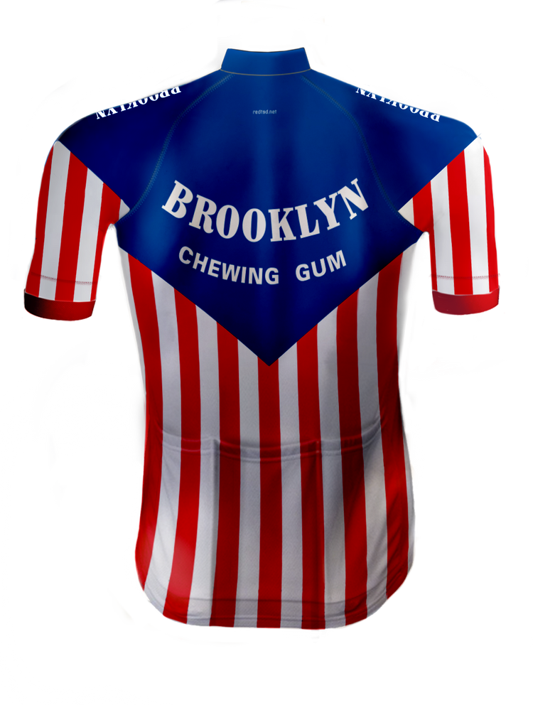 Retro Wielershirt Brooklyn Blauw/Rood - REDTED