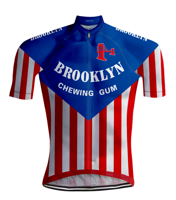 Retro Wielershirt Brooklyn Blauw/Rood - REDTED