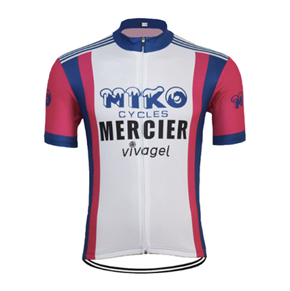 Retro Wielershirt Miko-Mercier-Vivagel - Roze/wit