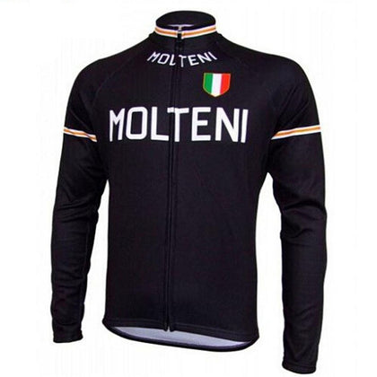 Retro Wielershirt Molteni lange mouwen - Zwart