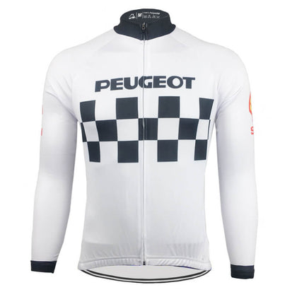 Retro Winter Wielerjack (fleece) Peugeot - Wit