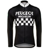 Retro Wielertenue Peugeot - Jack (fleece) en Lange Broek - Zwart