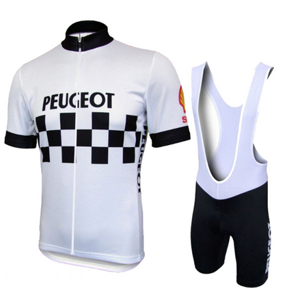 Retro Wielertenue Peugeot - Wit/Zwart