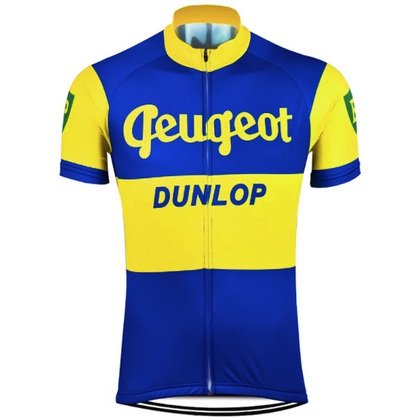 Retro Wielershirt Peugeot-Dunlop - Blauw/Geel