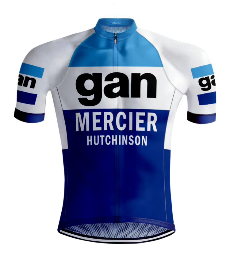 Retro Wielershirt Gan Mercier Blauw - REDTED
