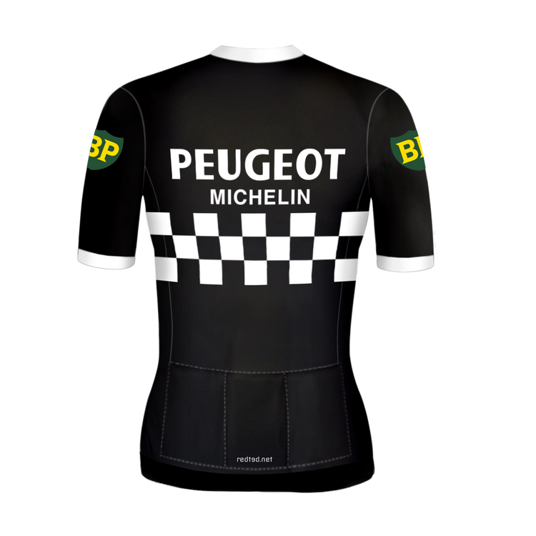 Retro Dames Wielershirt Peugeot Zwart/Wit - REDTED