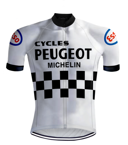 Retro Wielershirt Peugeot Wit/Zwart - REDTED