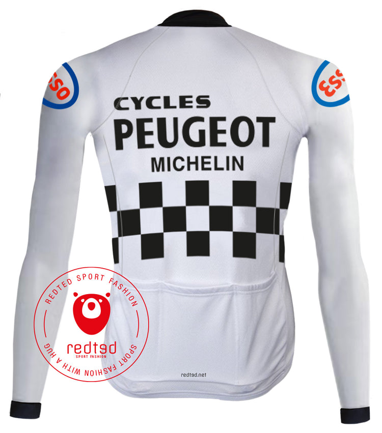 Retro Winter Wielerjack (fleece) Peugeot Wit - REDTED