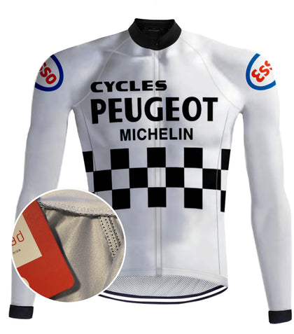 Retro Wielershirt lange mouwen Peugeot Wit - REDTED