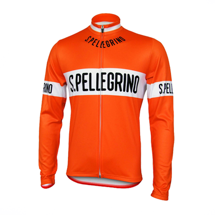 Retro Wielershirt Pellegrino Lange Mouwen - Oranje