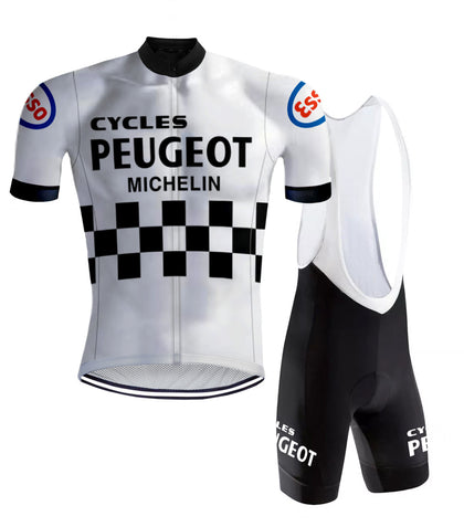 Retro Wielertenue Peugeot Wit/Zwart - REDTED