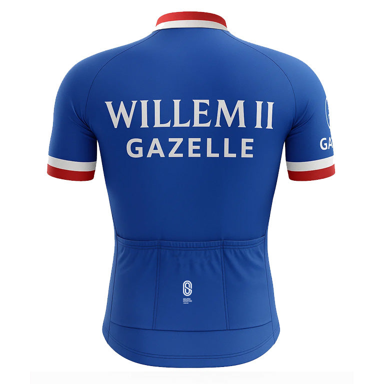 Retro Wielershirt Willem II-Gazelle - Blauw  Gruppo Sportivo