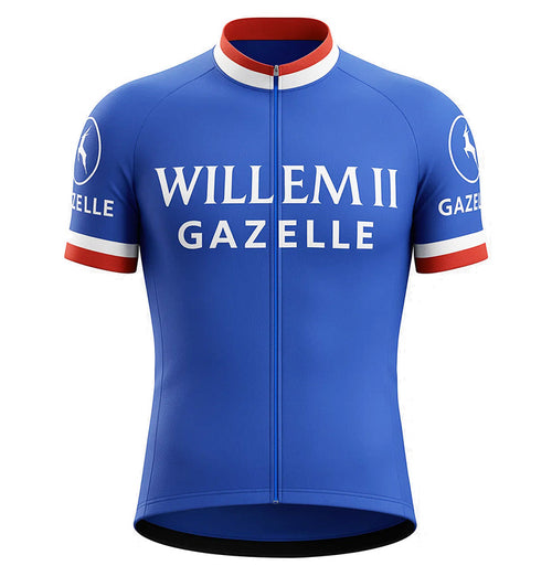 Retro Wielershirt Willem II-Gazelle - Blauw  Gruppo Sportivo