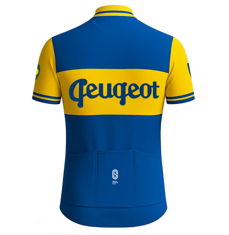 Retro Wielershirt  Peugeot-BP-Dunlop  (1956-1960) - Blauw/Geel Gruppo Sportivo
