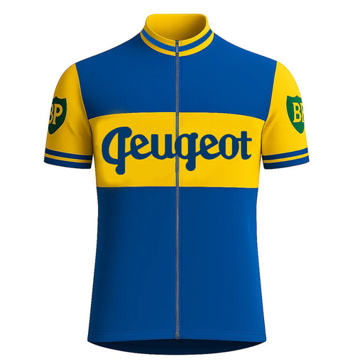 Retro Wielershirt  Peugeot-BP-Dunlop  (1956-1960) - Blauw/Geel Gruppo Sportivo