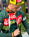 Retro Wielerjack (fleece) Wiel's Groene Leeuw - Rood/Groen