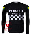 Retro Wielershirt lange mouwen Peugeot-BP-Michelin Zwart -  RedTed